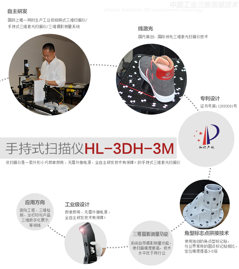 手持式三维扫描仪HL-3DH-3M特点图