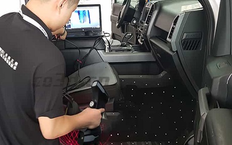 Car cabin and floor mat scanning solution