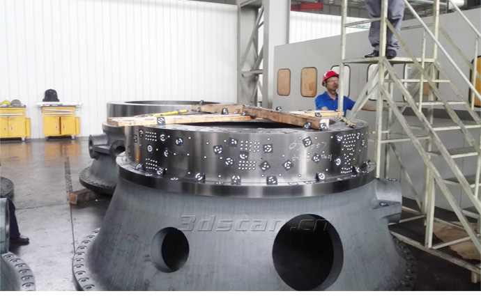 3D inspection of wind power tower flange